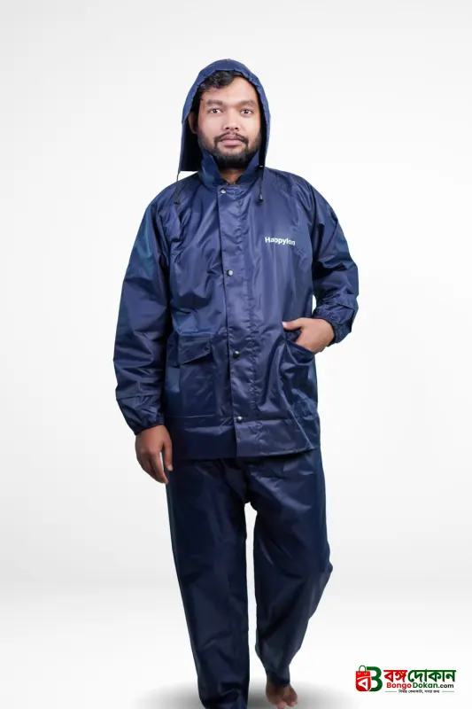 100% Water proof High quality Rain Coat With Pant. (Happylon) Blue - বাংলাদেশে সেরা দাম ও নতুন কালেকশন - গ্যালারি