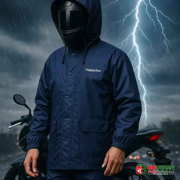 100% Water proof High quality Rain Coat With Pant. (Happylon) Blue - বাংলাদেশে সেরা দাম ও নতুন কালেকশন - গ্যালারি