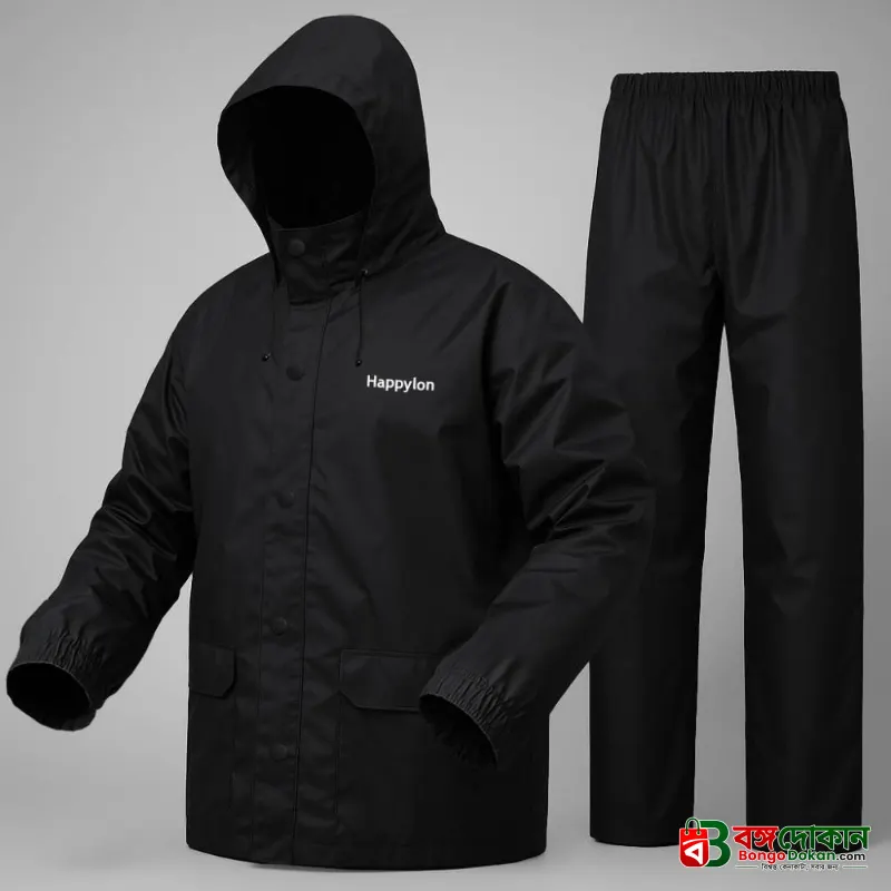 100% Water proof High quality Rain Coat With Pant. (Happylon) Black - বাংলাদেশে সেরা দাম ও নতুন কালেকশন - বাংলাদেশে সেরা অফার ও দাম