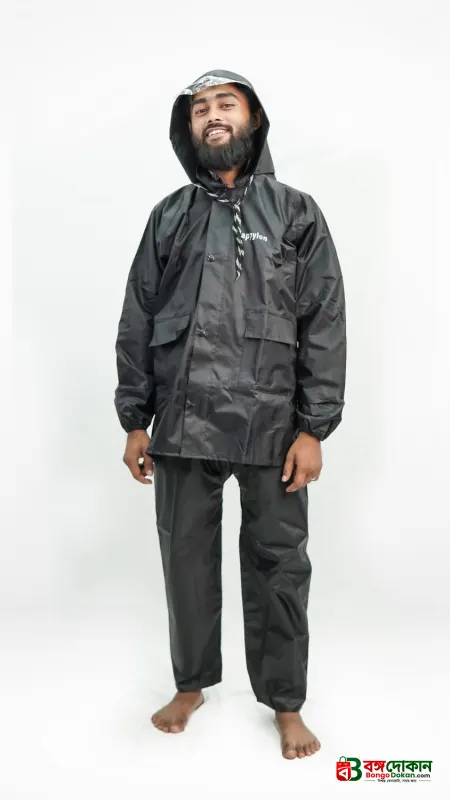 100% Water proof High quality Rain Coat With Pant. (Happylon) Black - বাংলাদেশে সেরা দাম ও নতুন কালেকশন - গ্যালারি
