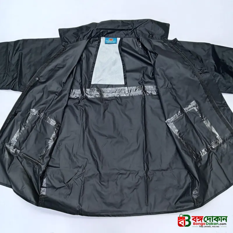 100% Water proof High quality Rain Coat With Pant. (Happylon) Black - বাংলাদেশে সেরা দাম ও নতুন কালেকশন - গ্যালারি