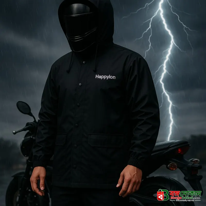 100% Water proof High quality Rain Coat With Pant. (Happylon) Black - বাংলাদেশে সেরা দাম ও নতুন কালেকশন - গ্যালারি