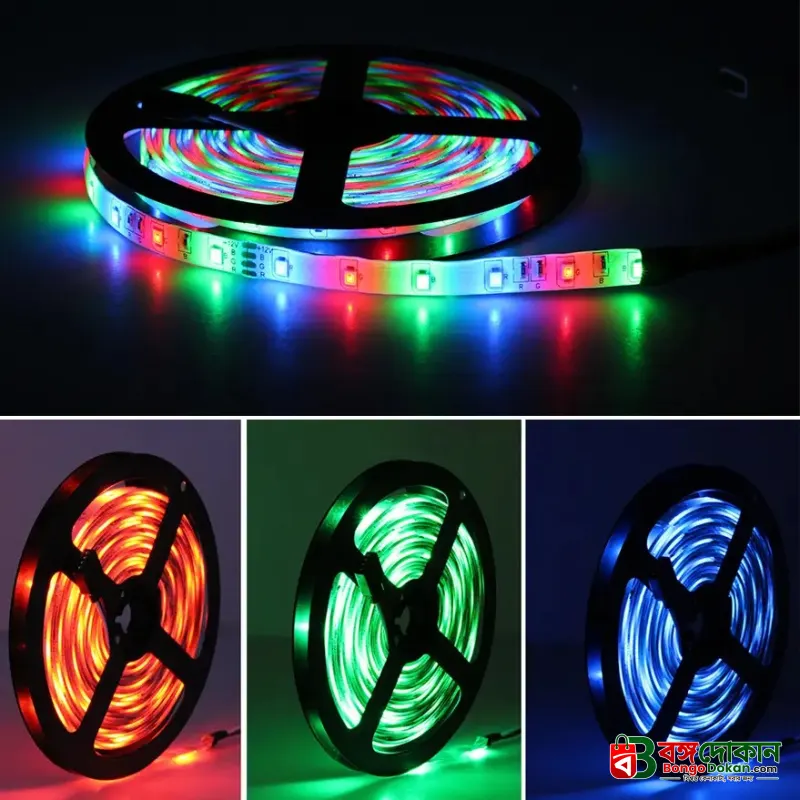 16 Feet RGB Remote Control LED Strip Light – Color Changing Flexible Strip with Flash, Strobe & Smooth Modes for TV Backlight, Gaming Setup & Room Decor - বাংলাদেশে সেরা দাম ও স্পেসিফিকেশন - গ্যালারি