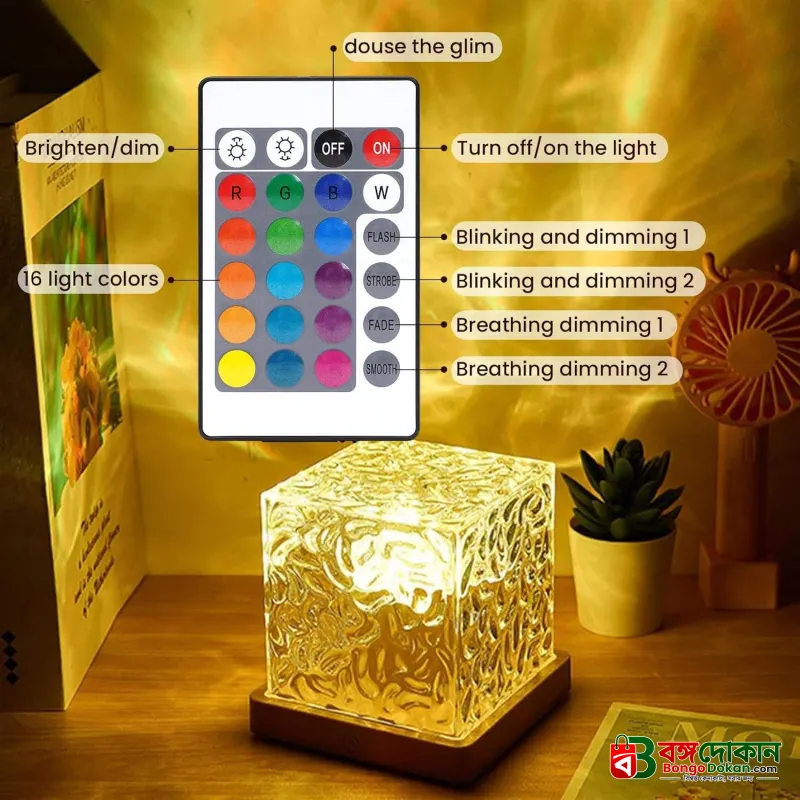 16-Color Plug-In USB Galaxy Night Light – Crystal Cube Ocean Wave Ambient Lamp with Remote Control, Dimmable Brightness & Dynamic Lighting Modes for Bedroom Decor - বাংলাদেশে সেরা দাম ও স্পেসিফিকেশন - গ্যালারি