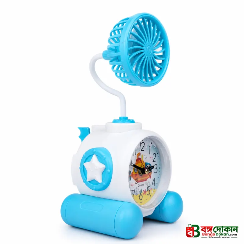 2-in-1 Cute Cartoon/Astronaut Alarm Clock with USB Rechargeable Mini Fan | Silent Desk Fan & Clock Combo for Kids Study Table & Office Decor - বাংলাদেশে সেরা দাম ও আকর্ষণীয় খেলনা - গ্যালারি
