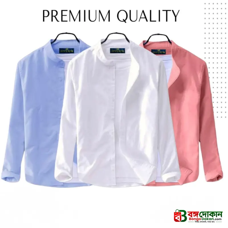 3 Pcs Combo Men's Ban Collar Cotton Shirt- - বাংলাদেশে সেরা দাম ও নতুন কালেকশন - বাংলাদেশে সেরা অফার ও দাম