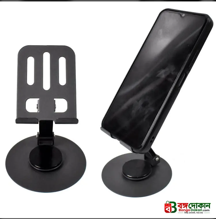 360° Rotatable Desktop Phone & Tablet Holder Stand – Foldable Aluminum Alloy Adjustable Mount with Anti-Slip Rubber Base for 4.7" to 13" Devices - বাংলাদেশে সেরা দাম ও স্পেসিফিকেশন - গ্যালারি