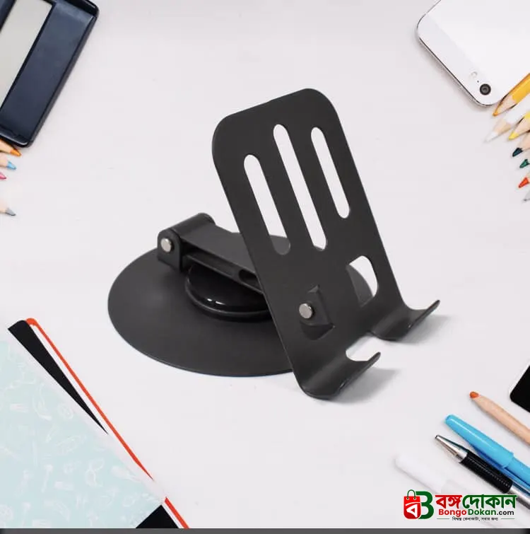 360° Rotatable Desktop Phone & Tablet Holder Stand – Foldable Aluminum Alloy Adjustable Mount with Anti-Slip Rubber Base for 4.7" to 13" Devices - বাংলাদেশে সেরা দাম ও স্পেসিফিকেশন - গ্যালারি