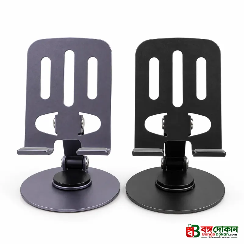 360° Rotatable Desktop Phone & Tablet Holder Stand – Foldable Aluminum Alloy Adjustable Mount with Anti-Slip Rubber Base for 4.7" to 13" Devices - বাংলাদেশে সেরা দাম ও স্পেসিফিকেশন - গ্যালারি