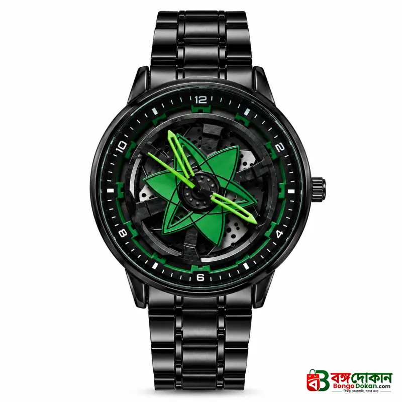 360° Rotating Car Wheel Rim Quartz Watch – Matte Black Metal Sports Wristwatch, 3D Alloy Rim & Brake Disc Dial, Stainless Steel Strap & Scratch-Resistant Glass for Men - বাংলাদেশে সেরা দাম ও নতুন কালেকশন - গ্যালারি