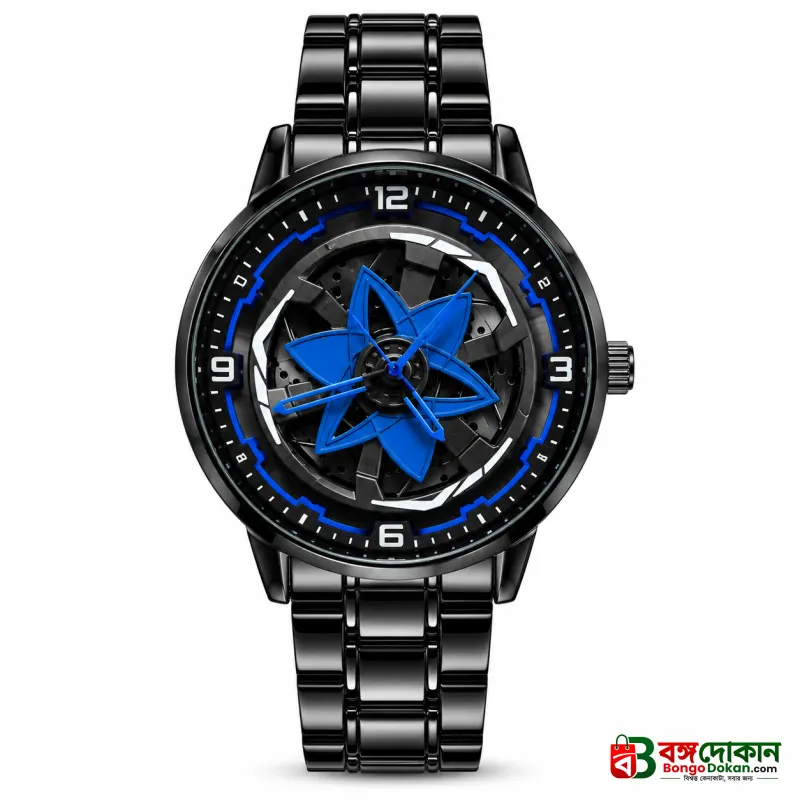 360° Rotating Car Wheel Rim Quartz Watch – Matte Black Metal Sports Wristwatch, 3D Alloy Rim & Brake Disc Dial, Stainless Steel Strap & Scratch-Resistant Glass for Men - বাংলাদেশে সেরা দাম ও নতুন কালেকশন - গ্যালারি