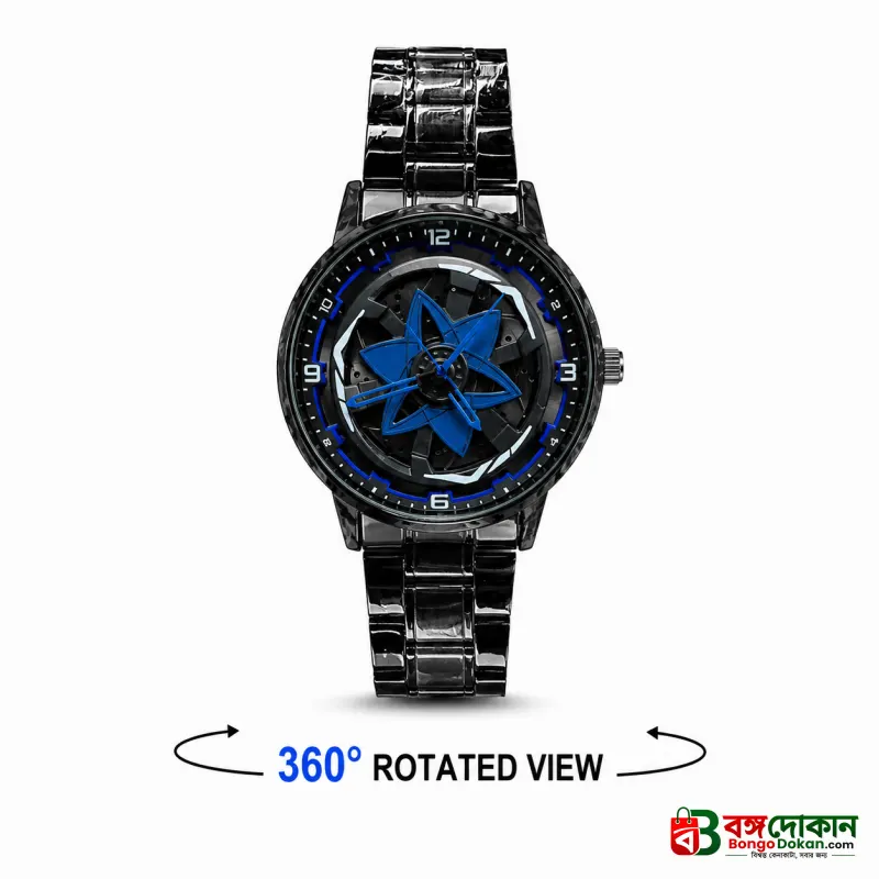 360° Rotating Car Wheel Rim Quartz Watch – Matte Black Metal Sports Wristwatch, 3D Alloy Rim & Brake Disc Dial, Stainless Steel Strap & Scratch-Resistant Glass for Men - বাংলাদেশে সেরা দাম ও নতুন কালেকশন - গ্যালারি
