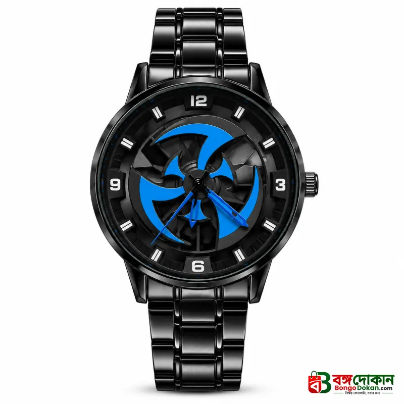 360° Rotating Car Wheel Rim Quartz Watch – Matte Black Metal Sports Wristwatch, 3D Alloy Rim & Brake Disc Dial, Stainless Steel Strap & Scratch-Resistant Glass for Men - বাংলাদেশে সেরা দাম ও নতুন কালেকশন - গ্যালারি