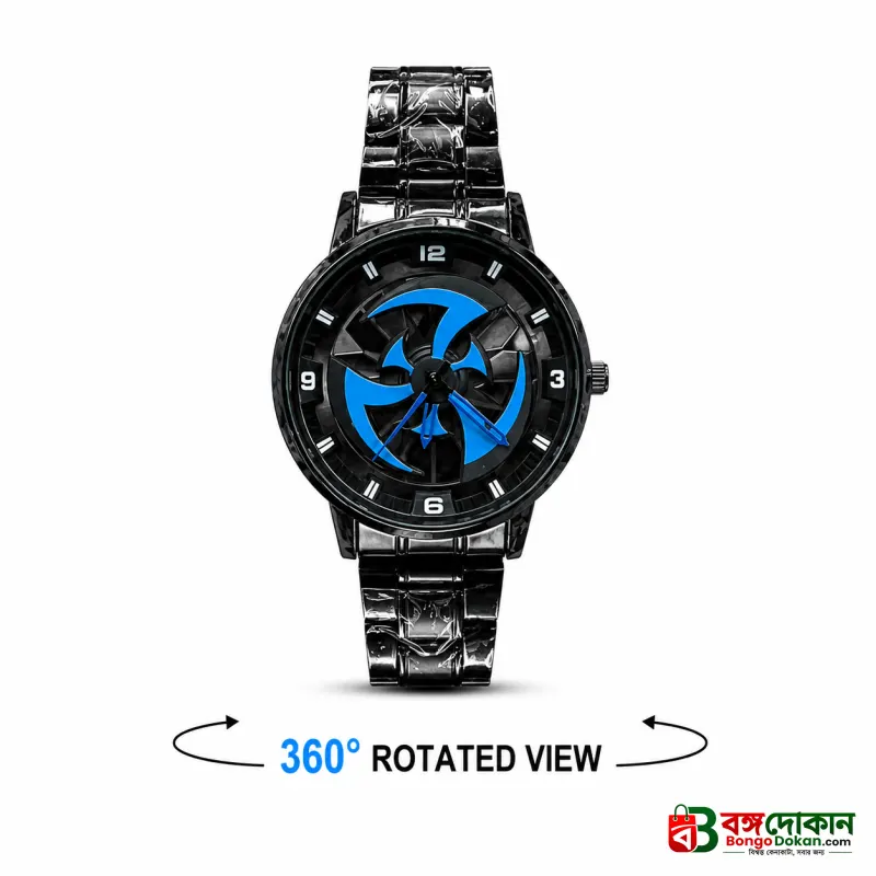360° Rotating Car Wheel Rim Quartz Watch – Matte Black Metal Sports Wristwatch, 3D Alloy Rim & Brake Disc Dial, Stainless Steel Strap & Scratch-Resistant Glass for Men - বাংলাদেশে সেরা দাম ও নতুন কালেকশন - গ্যালারি