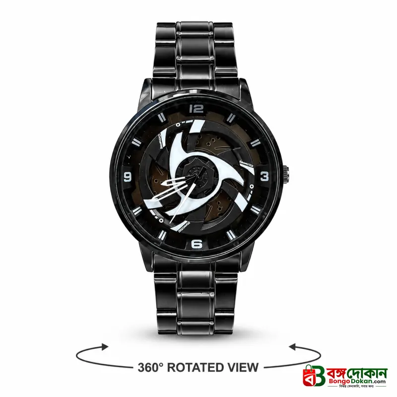 360° Rotating Car Wheel Rim Quartz Watch – Matte Black Metal Sports Wristwatch, 3D Alloy Rim & Brake Disc Dial, Stainless Steel Strap & Scratch-Resistant Glass for Men - বাংলাদেশে সেরা দাম ও নতুন কালেকশন - গ্যালারি