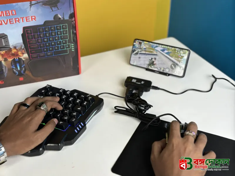 5-in-1 Mobile Gaming Combo Pack – Phone Stand, Keyboard & Mouse Converter Kit for Enhanced Precision, Ergonomic Comfort & Console-Like Mobile Gaming - বাংলাদেশে সেরা দাম ও স্পেসিফিকেশন - গ্যালারি