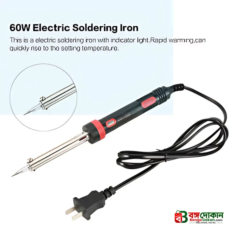 60W Electric Soldering Iron Pen Type – Adjustable Temperature 200-450°C, AC 220V External Heating Soldering Tool with Indicator Light & EU Plug for Electronics & DIY - বাংলাদেশে সেরা দাম ও এক্সক্লুসিভ ডিজাইন - গ্যালারি