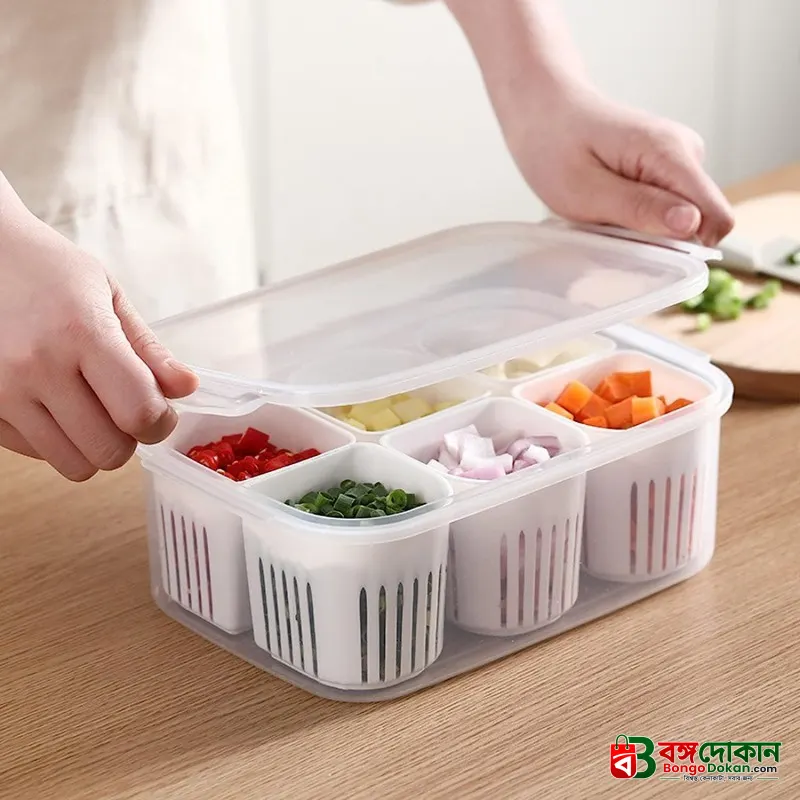 6-Grid Fridge Storage Box – Multi-Compartment Plastic Food Organizer & Spice Container for Refrigerator Kitchen Storage - বাংলাদেশে সেরা দাম ও লাইফস্টাইল কালেকশন - গ্যালারি
