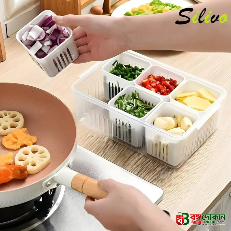 6-Grid Fridge Storage Box – Multi-Compartment Plastic Food Organizer & Spice Container for Refrigerator Kitchen Storage - বাংলাদেশে সেরা দাম ও লাইফস্টাইল কালেকশন - গ্যালারি