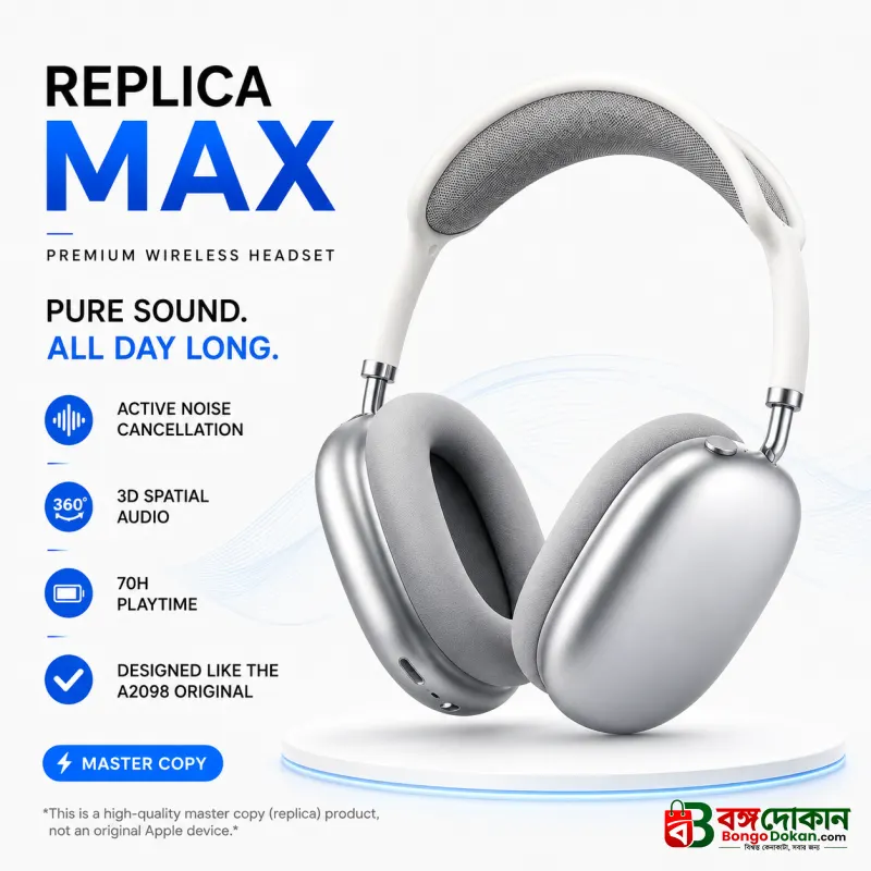 AirPods Max Wireless Over-Ear Headset (Premium Master Copy) – Model A2098 with Active Noise Cancellation, Spatial Audio & Long Battery Life - বাংলাদেশে সেরা দাম ও স্পেসিফিকেশন - বাংলাদেশে সেরা অফার ও দাম