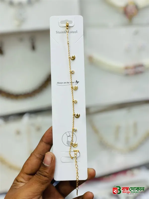 Anti-tarnish Golden Crescent Moon, Star, and Crystal Charm Bracelet - বাংলাদেশে সেরা দাম ও আকর্ষণীয় কালেকশন - গ্যালারি