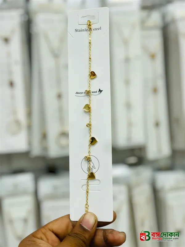 Anti-tarnish Golden Heart and Crystal Bracelet - বাংলাদেশে সেরা দাম ও আকর্ষণীয় কালেকশন - গ্যালারি