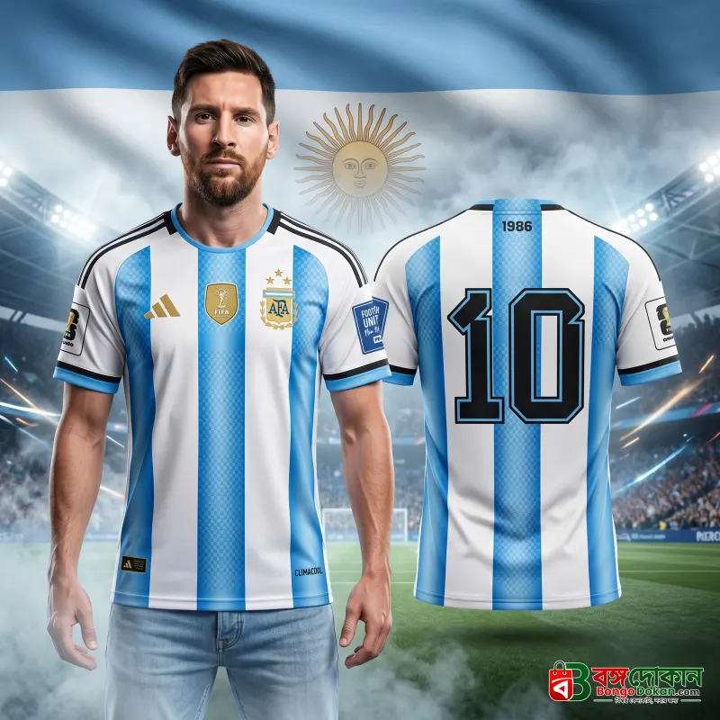 Argentina National Football Team Home Jersey - Iconic No. 10 - বাংলাদেশে সেরা দাম ও নতুন কালেকশন - গ্যালারি