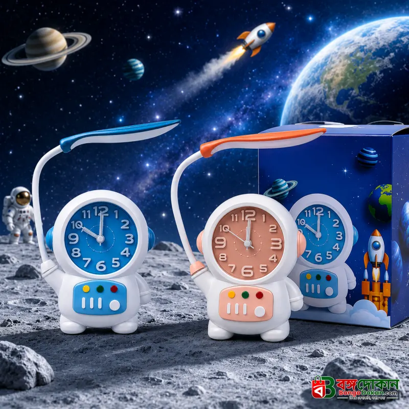 Astronaut Desk Lamp with Alarm Clock – 2-in-1 Rechargeable Kids Study Light and Night Light with Flexible Neck - বাংলাদেশে সেরা দাম ও প্রিমিয়াম কালেকশন - বাংলাদেশে সেরা অফার ও দাম