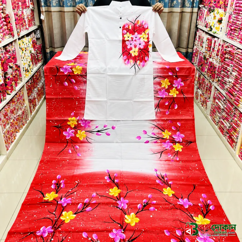 Attractive Hand-Painted Couple Set (Saree and Panjabi) - বাংলাদেশে সেরা দাম ও আকর্ষণীয় কালেকশন - বাংলাদেশে সেরা অফার ও দাম