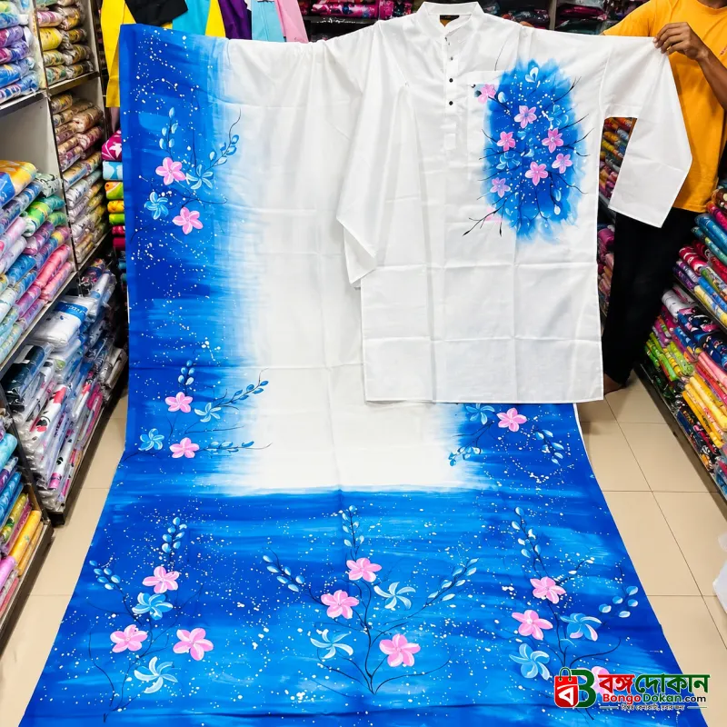Attractive Hand-Painted Couple Set (Saree and Panjabi) - বাংলাদেশে সেরা দাম ও আকর্ষণীয় কালেকশন - বাংলাদেশে সেরা অফার ও দাম