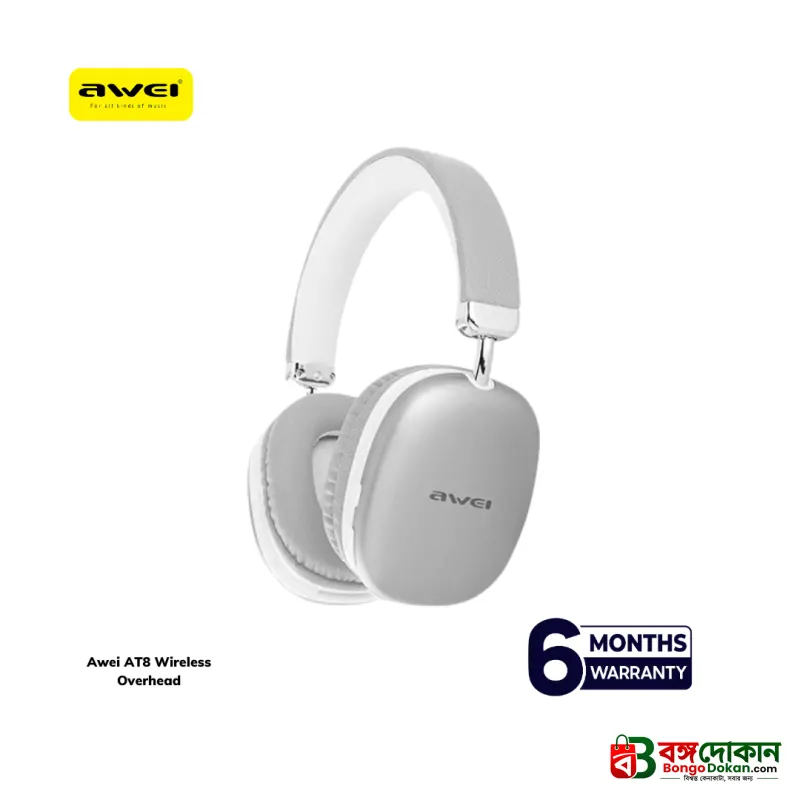 Awei AT8 Bluetooth Wireless Over-Ear Headphone – Bluetooth 5.4 Headset with 40mm Drivers, 40-Hour Playback, Type-C Fast Charging & Built-in Mic - বাংলাদেশে সেরা দাম ও স্পেসিফিকেশন - গ্যালারি