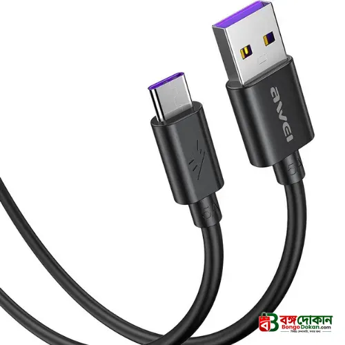 Awei CL-113T USB-A to Type-C 5A Fast Charging Cable – 30CM Short Portable Data & Power Cable with Huawei SuperCharge Support for Android Devices - বাংলাদেশে সেরা দাম ও স্পেসিফিকেশন - গ্যালারি