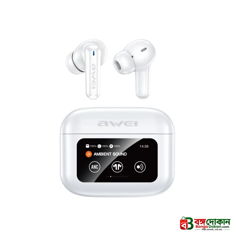 Awei T56 ANC True Wireless Earbuds – Smart LED Touch Screen Charging Case, Bluetooth 5.4, -35dB Active Noise Cancellation & IPX6 Waterproof - বাংলাদেশে সেরা দাম ও স্পেসিফিকেশন - গ্যালারি