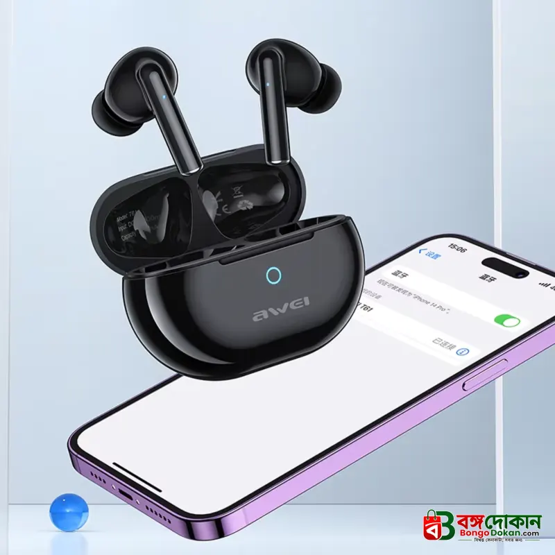 Awei T61 True Wireless Bluetooth 5.3 Earbuds – Dual ENC Mic Noise Cancellation (>35dB), 13mm Drivers, 6H Playtime, Touch Control & Low Latency Stereo Sound - বাংলাদেশে সেরা দাম ও স্পেসিফিকেশন - গ্যালারি