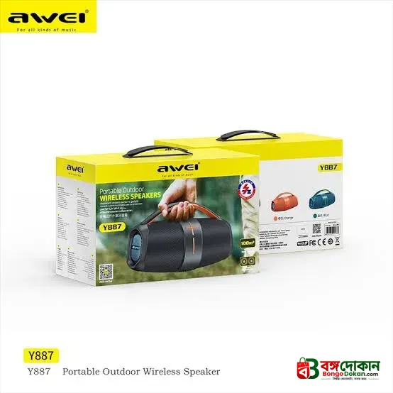 Awei Y887 Portable Outdoor Wireless Bluetooth Speaker – 20W Stereo Sound, Bluetooth 5.3, IPX5 Waterproof, 3600mAh Battery & RGB Breathing Lights - বাংলাদেশে সেরা দাম ও স্পেসিফিকেশন - গ্যালারি
