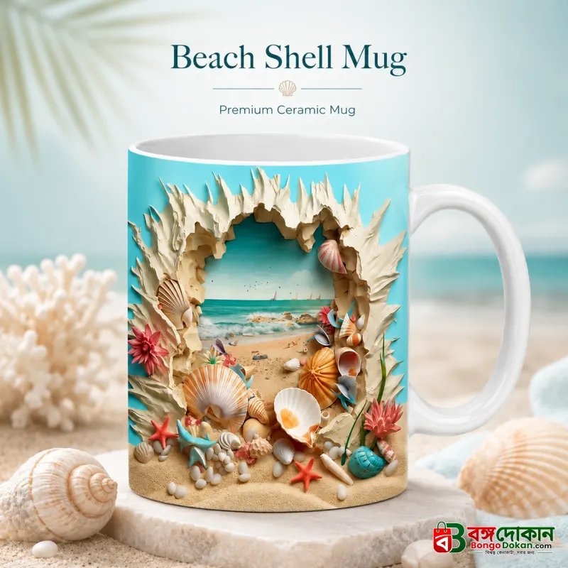 Beach Shell Mug – Premium Ceramic Coffee Mug with Wraparound Ocean Shore Design, Microwave & Dishwasher Safe - বাংলাদেশে সেরা দাম ও লাইফস্টাইল কালেকশন - বাংলাদেশে সেরা অফার ও দাম