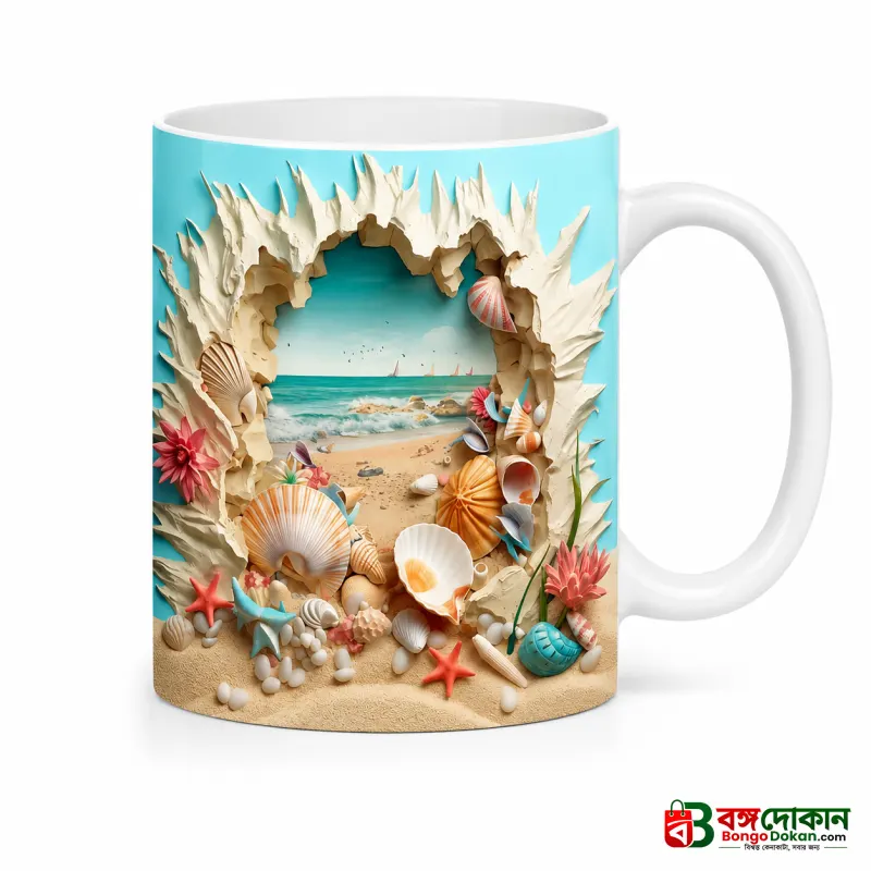 Beach Shell Mug – Premium Ceramic Coffee Mug with Wraparound Ocean Shore Design, Microwave & Dishwasher Safe - বাংলাদেশে সেরা দাম ও লাইফস্টাইল কালেকশন - গ্যালারি