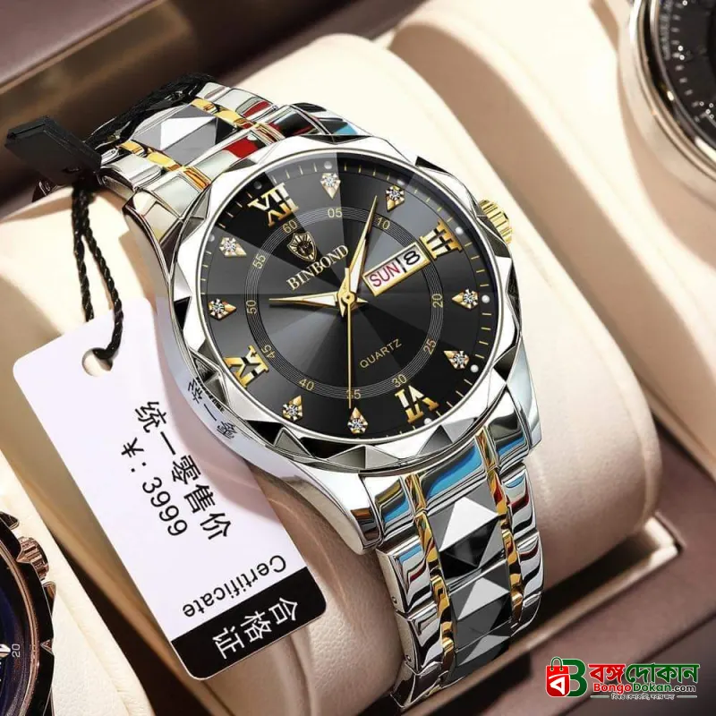 BINBOND 2521 Luxury Brand Luminous Quartz Watch For Men (Black Dial) - বাংলাদেশে সেরা দাম ও নতুন কালেকশন - গ্যালারি