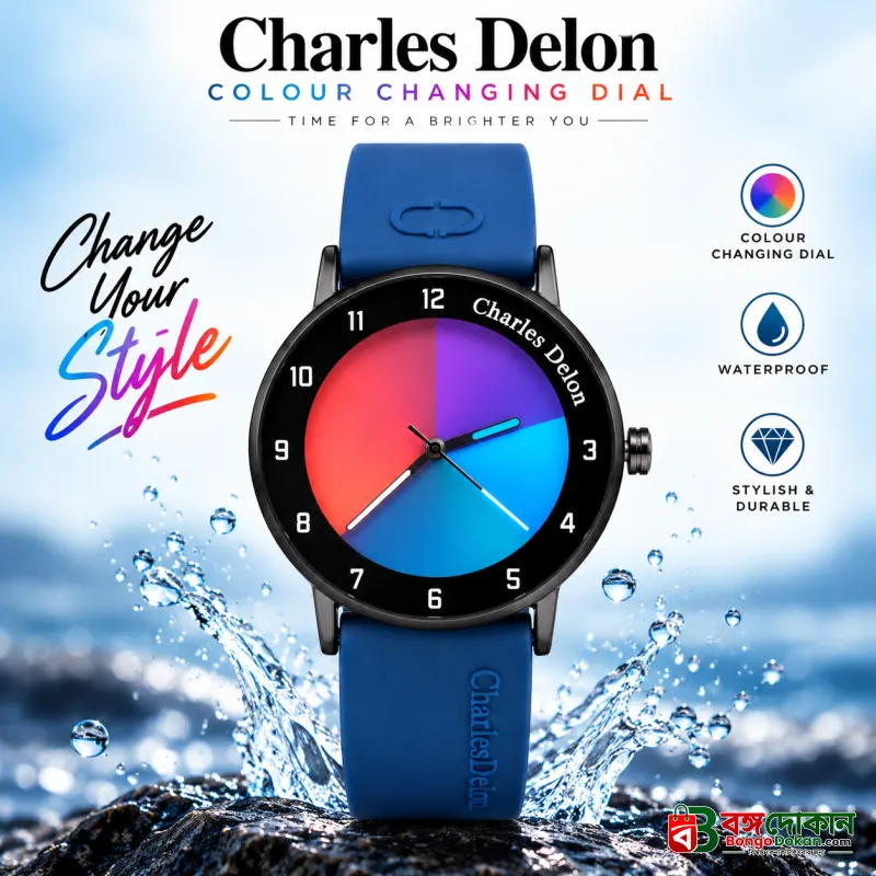 Charles Delon Waterproof Color-Changing Dial Watch for Him & Her – Unisex Blue Silicone Strap Gradient Dial Wristwatch - বাংলাদেশে সেরা দাম ও নতুন কালেকশন - বাংলাদেশে সেরা অফার ও দাম