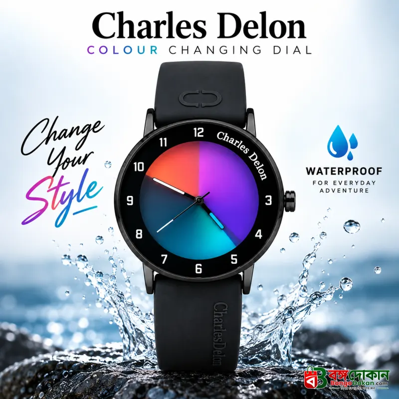 Charles Delon Waterproof Color-Changing Dial Watch for Him & Her – Unisex Black Silicone Strap Gradient Dial Wristwatch - বাংলাদেশে সেরা দাম ও নতুন কালেকশন - বাংলাদেশে সেরা অফার ও দাম