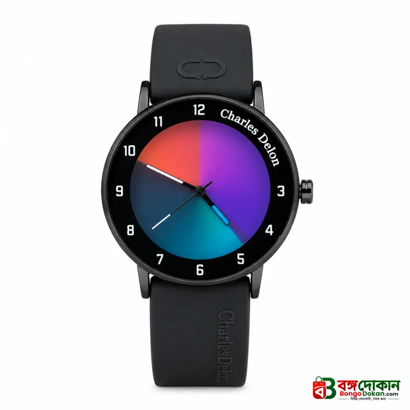 Charles Delon Waterproof Color-Changing Dial Watch for Him & Her – Unisex Black Silicone Strap Gradient Dial Wristwatch - বাংলাদেশে সেরা দাম ও নতুন কালেকশন - গ্যালারি