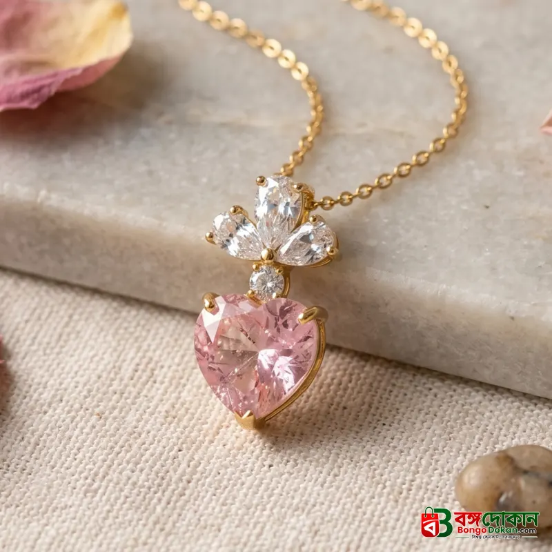 Colorful Heart Shape Pendant Gold Plated Necklace for Female - বাংলাদেশে সেরা দাম ও এক্সক্লুসিভ ডিজাইন - বাংলাদেশে সেরা অফার ও দাম