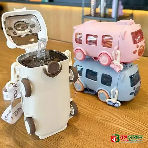 Cute Bear Bus Shape Water Bottle for Kids – 500ml Leak-Proof Plastic Drinking Cup with Straw & Shoulder Strap for School & Travel - বাংলাদেশে সেরা দাম ও প্রিমিয়াম কালেকশন - গ্যালারি