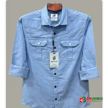 Double Pocket  shirt for men(sky) - বাংলাদেশে সেরা দাম ও নতুন কালেকশন - গ্যালারি