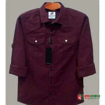 Double Pocket  shirt for men (maroon) - বাংলাদেশে সেরা দাম ও নতুন কালেকশন - গ্যালারি