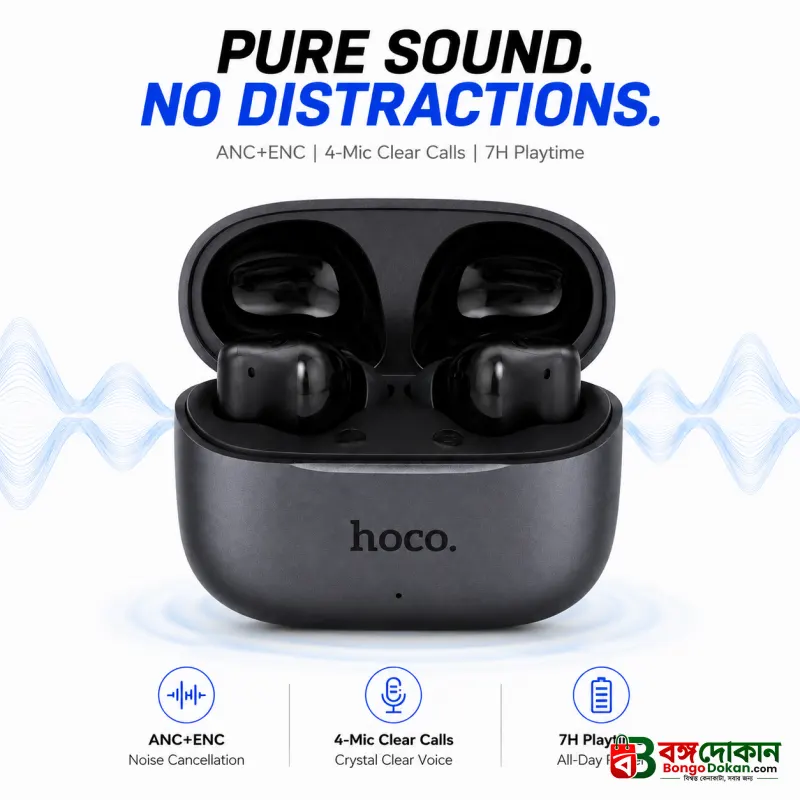 EQ27 Fun AI Translation True Wireless Earbuds – Bluetooth 5.4 ANC & ENC Noise Cancelling Earphones with 134+ Languages Real-Time Translation & 28H Battery - বাংলাদেশে সেরা দাম ও স্পেসিফিকেশন - বাংলাদেশে সেরা অফার ও দাম