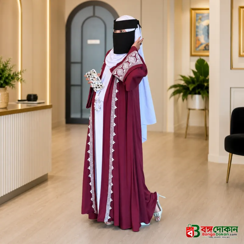 Exclusive Rose Arabian Borka 3-Piece Set - Original Dubai Fabric & Embroidery (Koti, Inner & Hijab) - বাংলাদেশে সেরা দাম ও আকর্ষণীয় কালেকশন - গ্যালারি