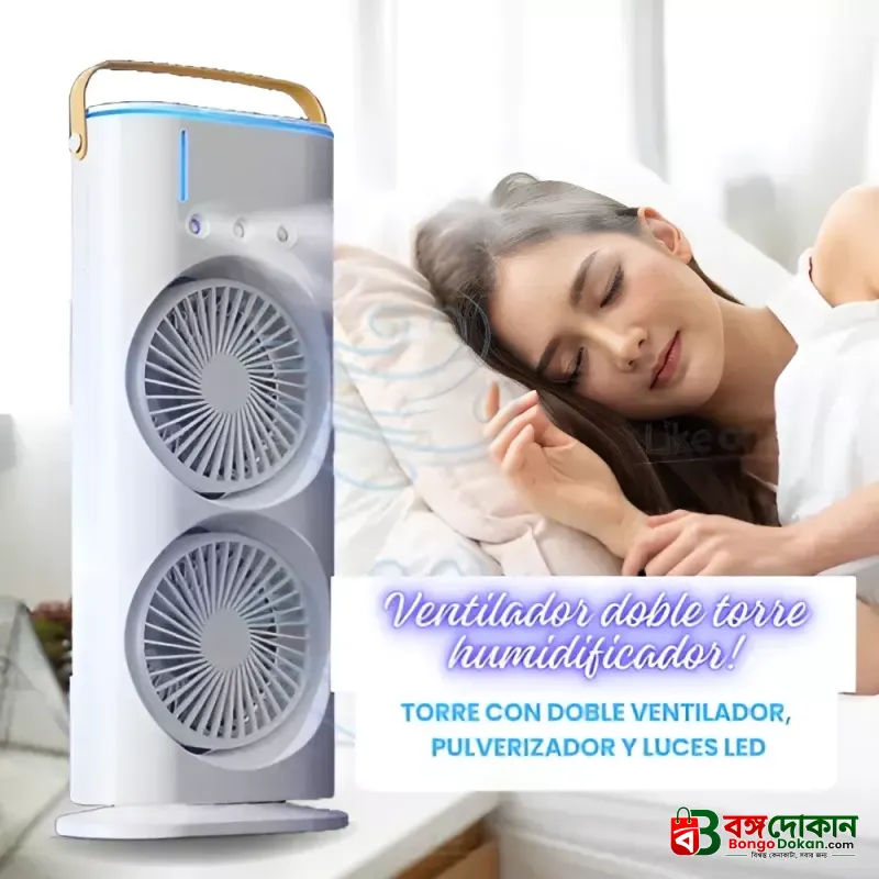 FADIUMS Rechargeable Portable Double-Ended Spray Fan with Humidifier – 600ml Water Tank, 3-Speed Cooling Fan, Built-in Multi-Color LED & USB Type-C Desktop Fan - বাংলাদেশে সেরা দাম ও স্পেসিফিকেশন - গ্যালারি