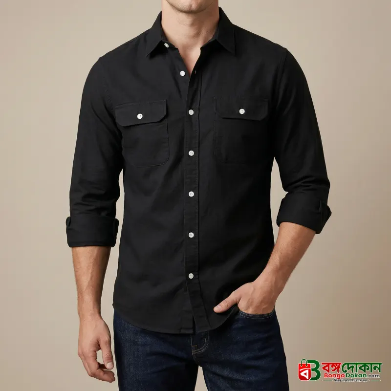 Fashionable casual shirt for men(black) - বাংলাদেশে সেরা দাম ও নতুন কালেকশন - বাংলাদেশে সেরা অফার ও দাম