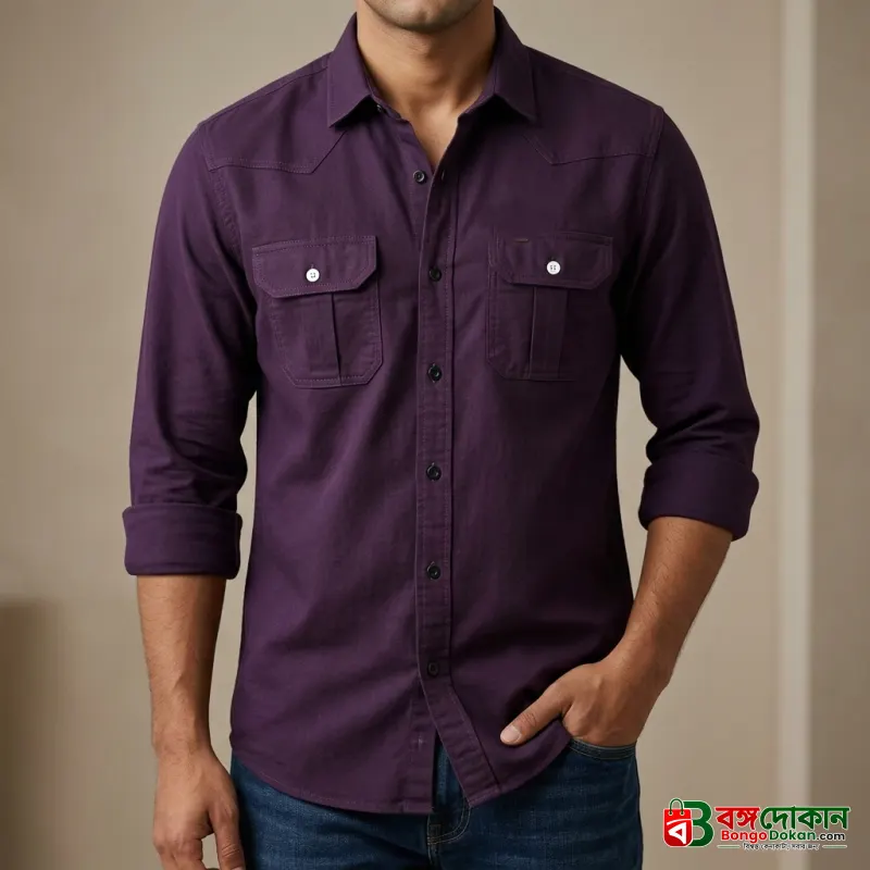 Fashionable casual shirt for men(purple) - বাংলাদেশে সেরা দাম ও নতুন কালেকশন - বাংলাদেশে সেরা অফার ও দাম